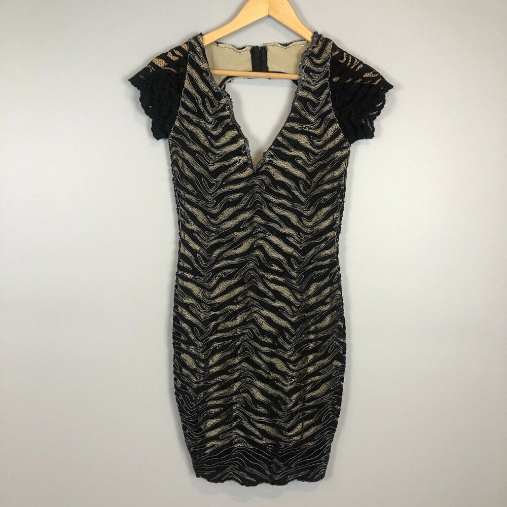 Holt Hand Painted Luxe Emma Lace Zebra Dress‎ Medium NWT